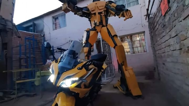 Ingenio y arte en el oeste neuquino: creó otro Transformers gigante