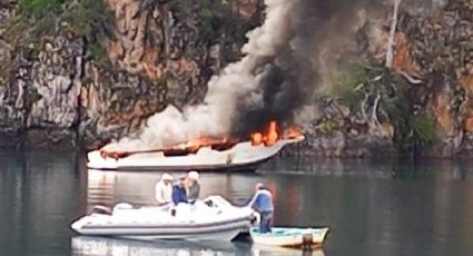 Un yate se incendió en la zona de Bahía Brava del Lago Nahuel Huapi
