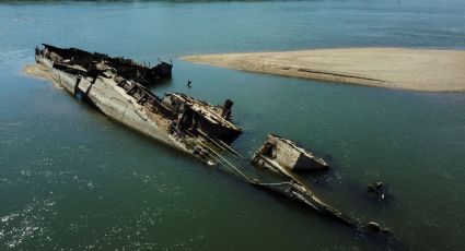 Por la sequía en Europa, buques alemanes hundidos en la Segunda Guerra Mundial emergen en el Danubio