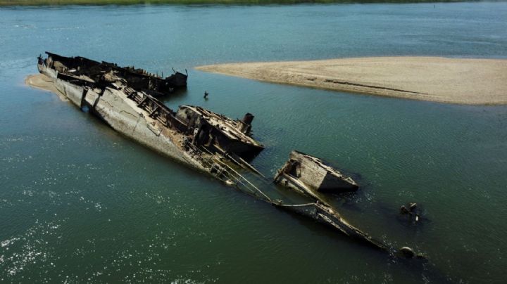 Por la sequía en Europa, buques alemanes hundidos en la Segunda Guerra Mundial emergen en el Danubio