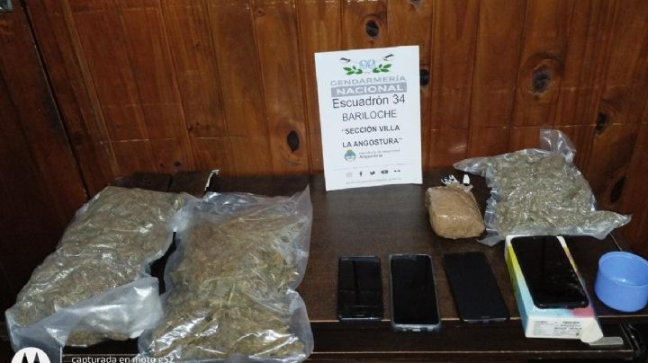 Gendarmería secuestró en Villa La Angostura más de un kilo de marihuana y cocaína
