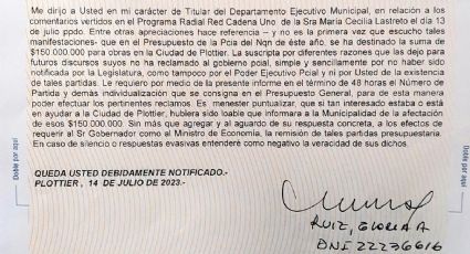 Gloria Ruiz envió una carta documento a Andrés Peressini por declaraciones falsas