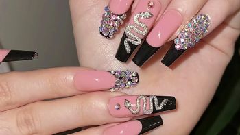 Nail Art: diseños de uñas rosa con negro, ideales para unirse a la onda coquette